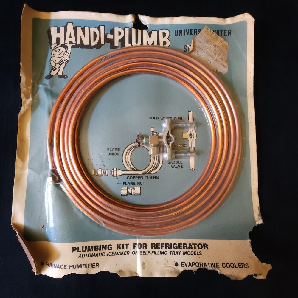 Vintage Handi-Plumb Refrigerator Water Line Installation Kit Copper Tubing Valve